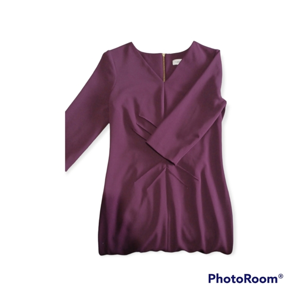 Calvin Klein Womens Three Quarter Sleeve Sheath with High V Neck Dress - Picture 3 of 4